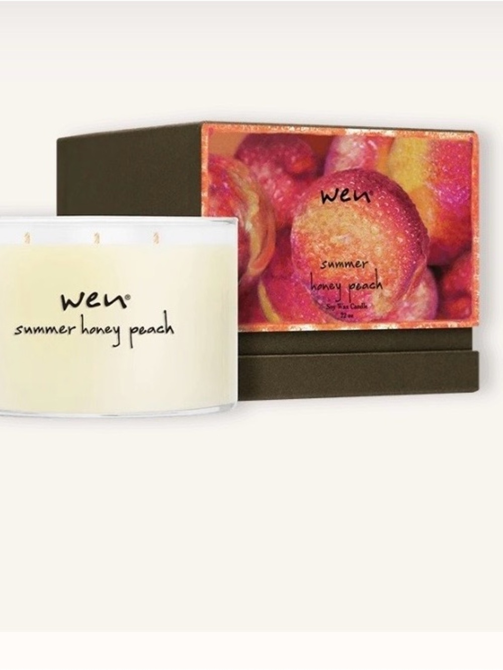 Wen Summer Honey Peach Deluxe 3-Wick Candle Chaz Dean